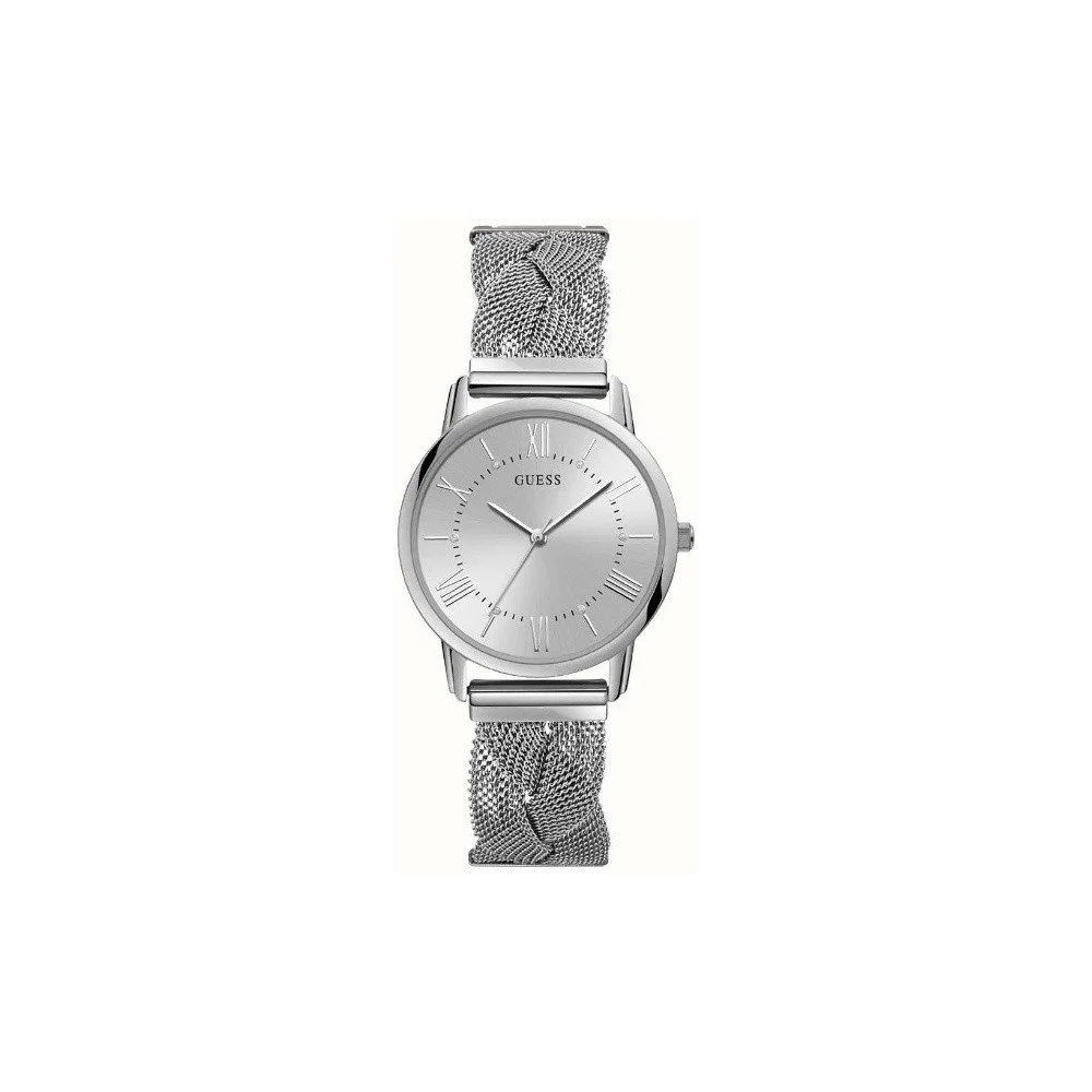 Dámské hodinky ve stříbrné barvě s páskem z nerezové oceli Guess W1143L1 v:1267022