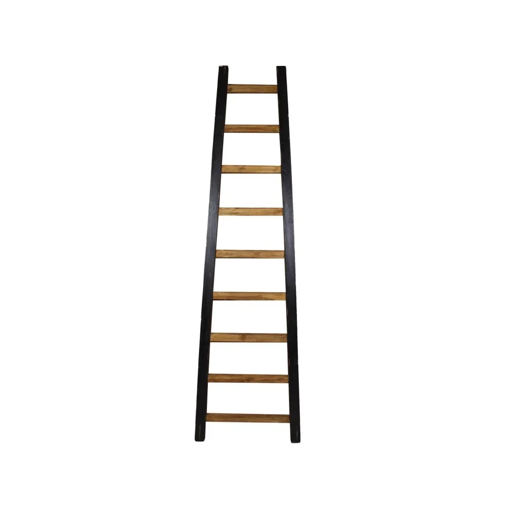 Černý dekorativní žebřík z neopracovaného teakového dřeva HSM collection Tangga, délka 195 cm v:872012