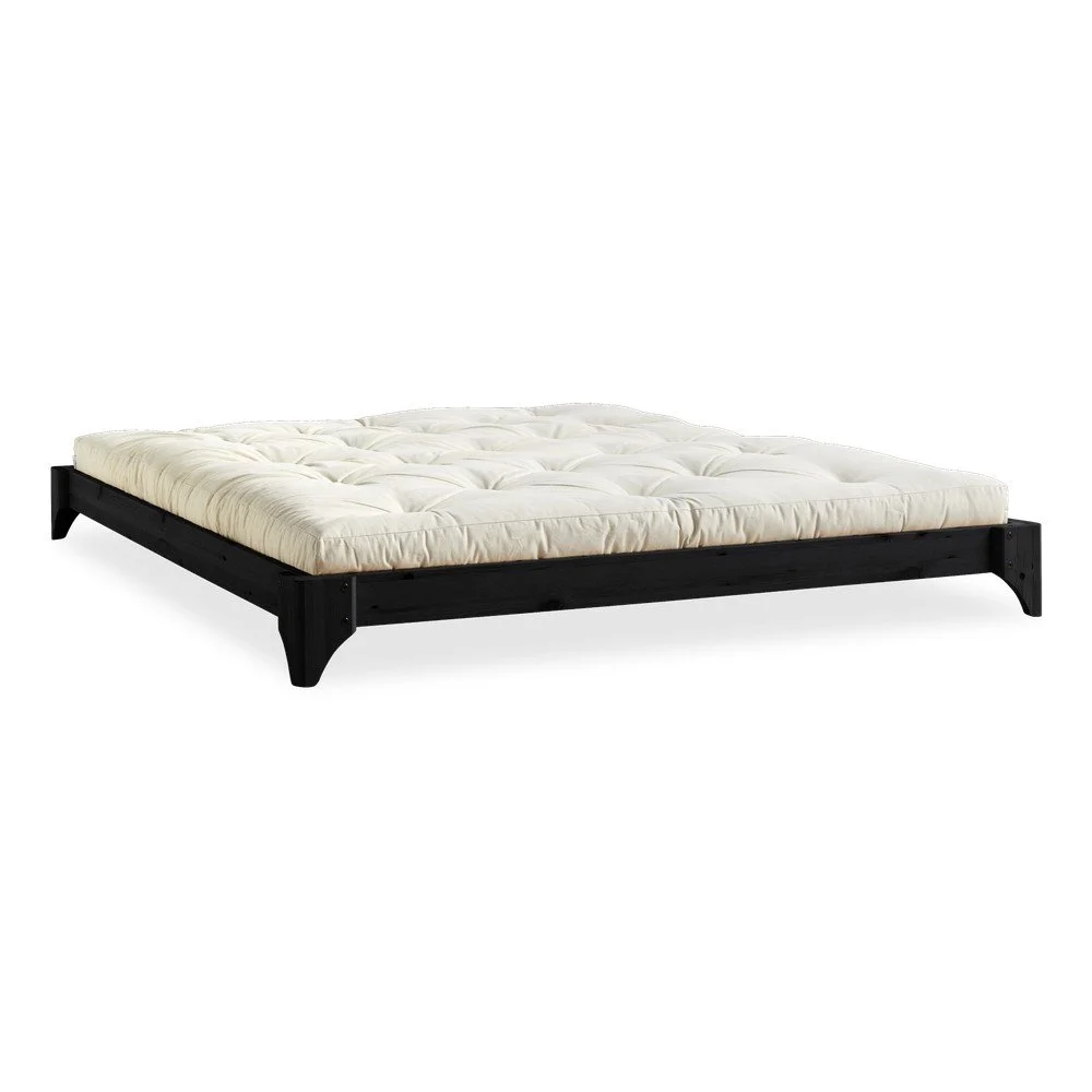 Dvoulůžková postel z borovicového dřeva s matrací Karup Design Elan Comfort Mat Black/Natural, 140 x 200 cm v:1308856