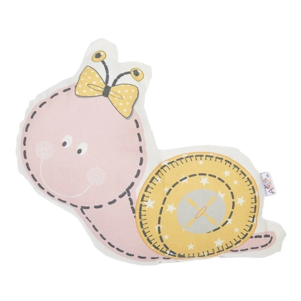 Růžový dětský polštářek s příměsí bavlny Mike & Co. NEW YORK Pillow Toy Snail, 30 x 28 cm v:1284882