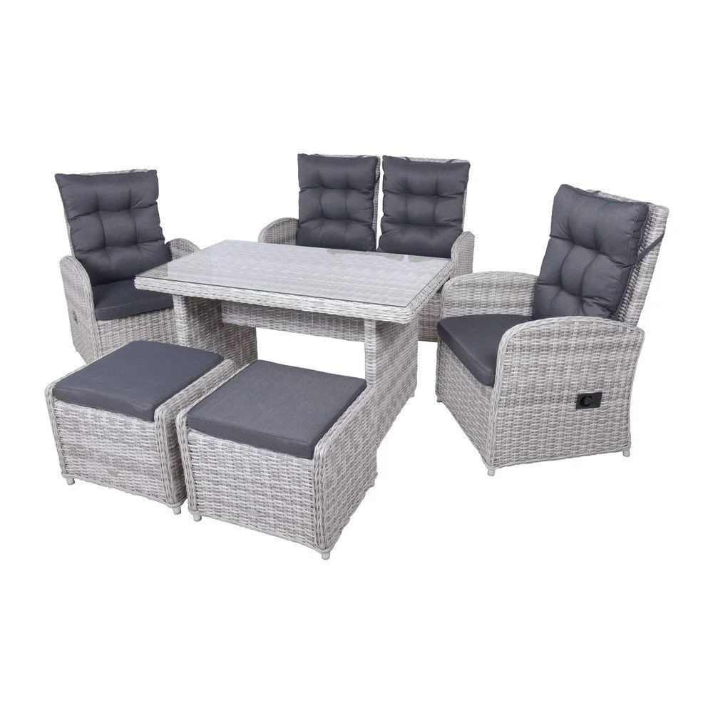 Šedý zahradní lounge set z umělého ratanu pro 6 – Garden Pleasure v:1780664