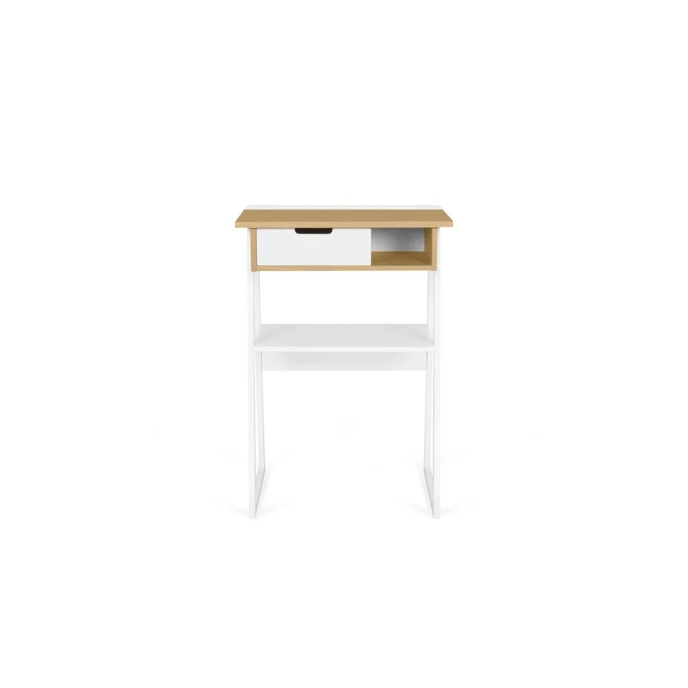 Pracovní stolek s deskou z dubu a bílýma nohama TemaHome Space v:1122340