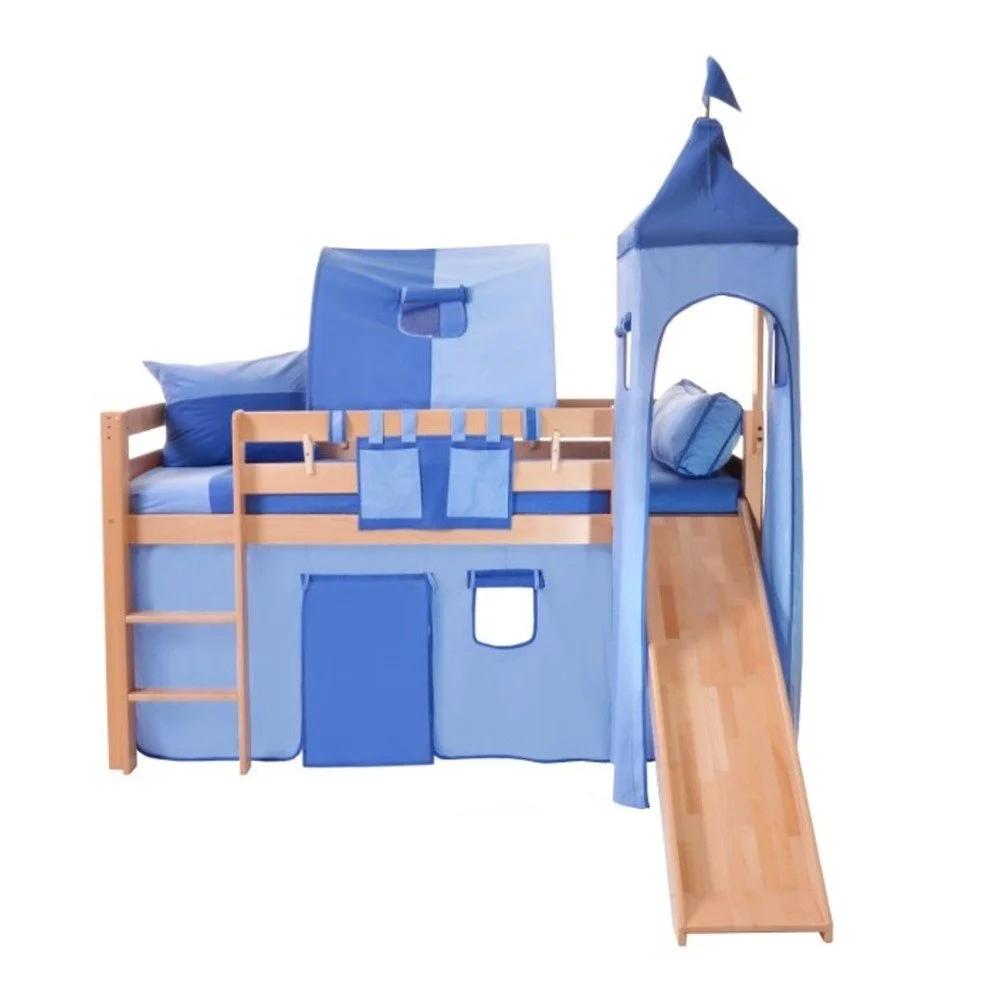 Modrý bavlněný hradní set pro dětské patrové postele Mobi furniture Luk a Tom v:992232