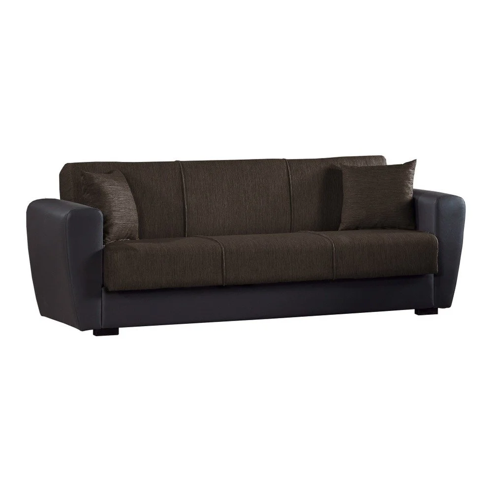 Hnědo-černá trojmístná rozkládací pohovka s úložným prostorem Esidra Comfort v:876446