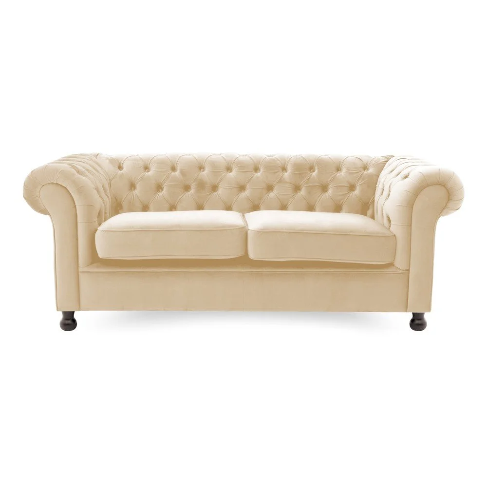 Světle béžová pohovka Vivonita Chesterfield, 195 cm v:1084586
