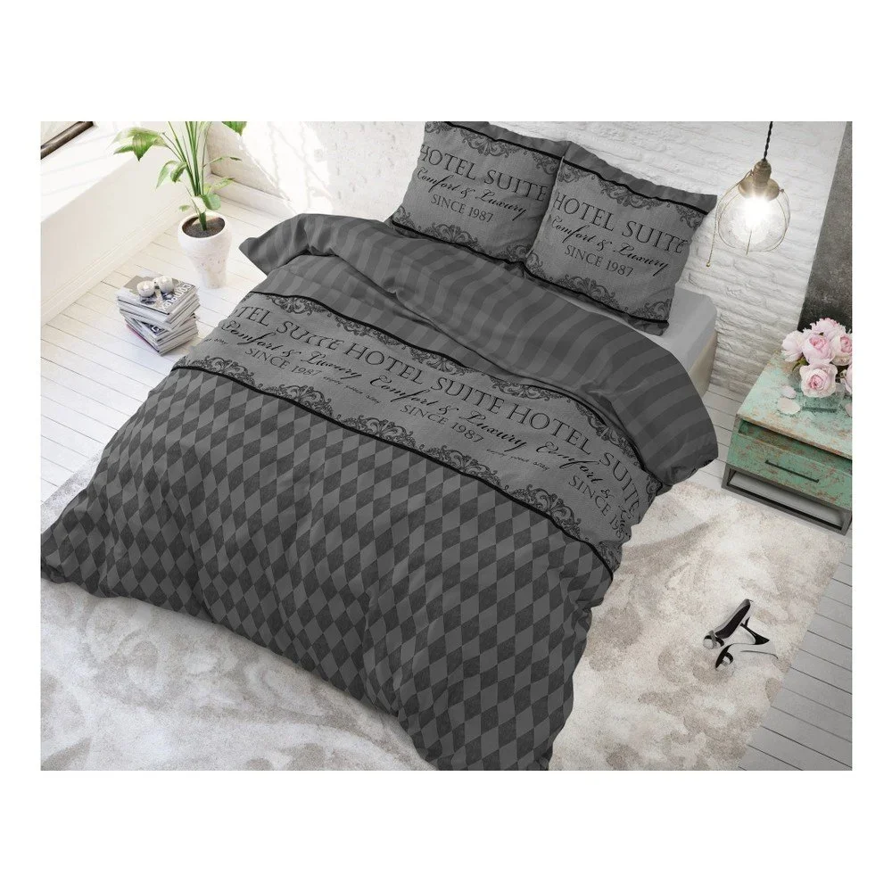 Šedé bavlněné povlečení na dvoulůžko Sleeptime Comfort Hotel, 200 x 220 cm v:1079540