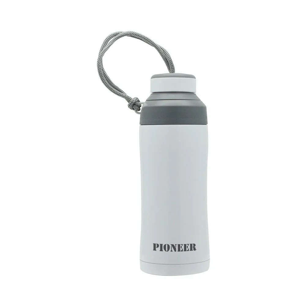 Bílá sportovní termoska s poutkem z nerezové oceli Pioneer Sport, 380 ml v:1306968