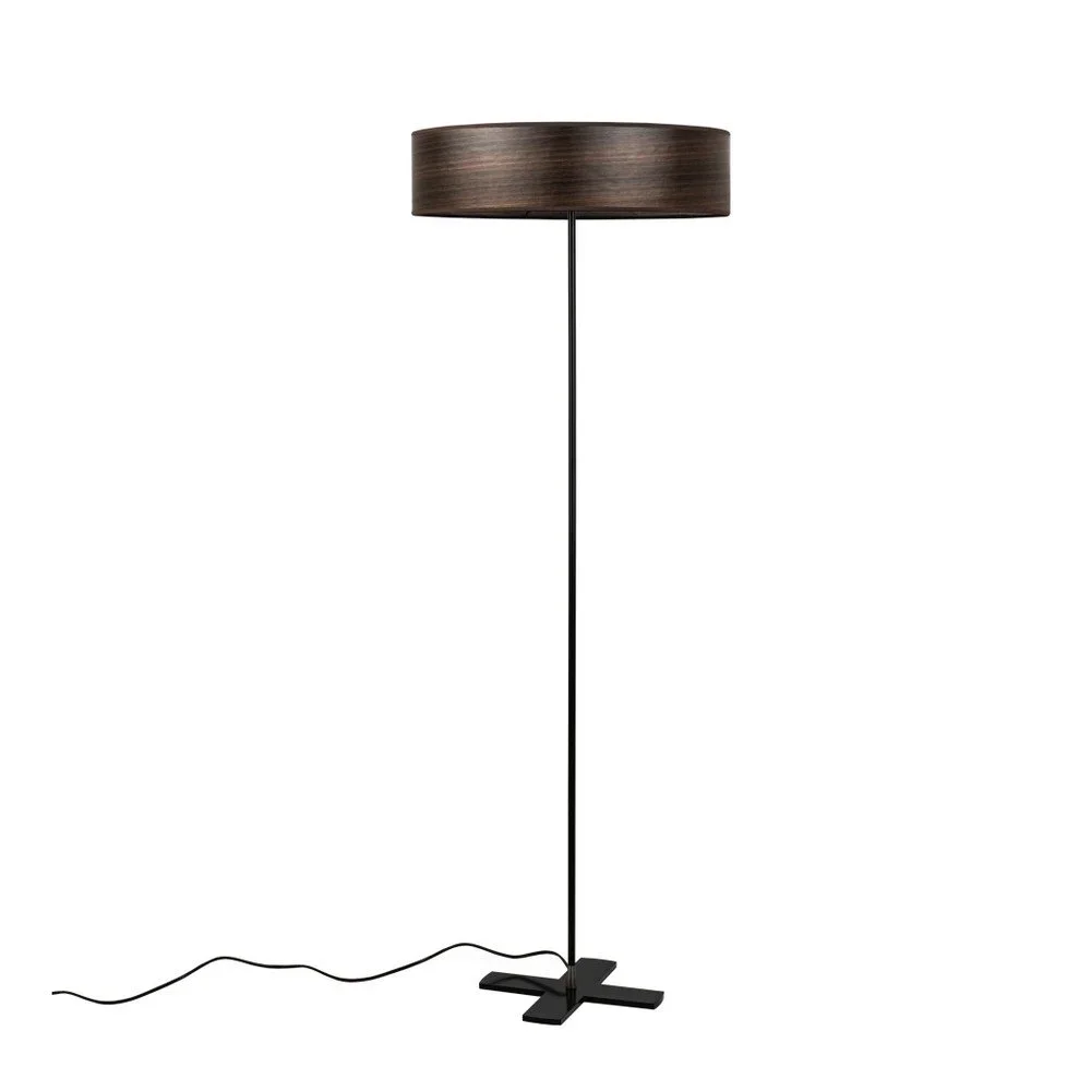 Tmavě hnědá volně stojící lampa se stínidlem z přírodní dýhy Bulb Attack Ocho Clear v:1187422
