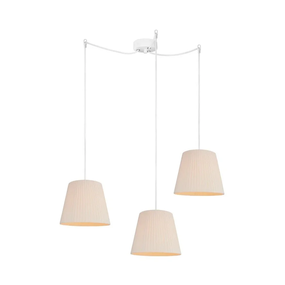 Krémové trojité závěsné svítidlo Bulb Attack Dos Plisado, ⌀ 24 cm v:778026