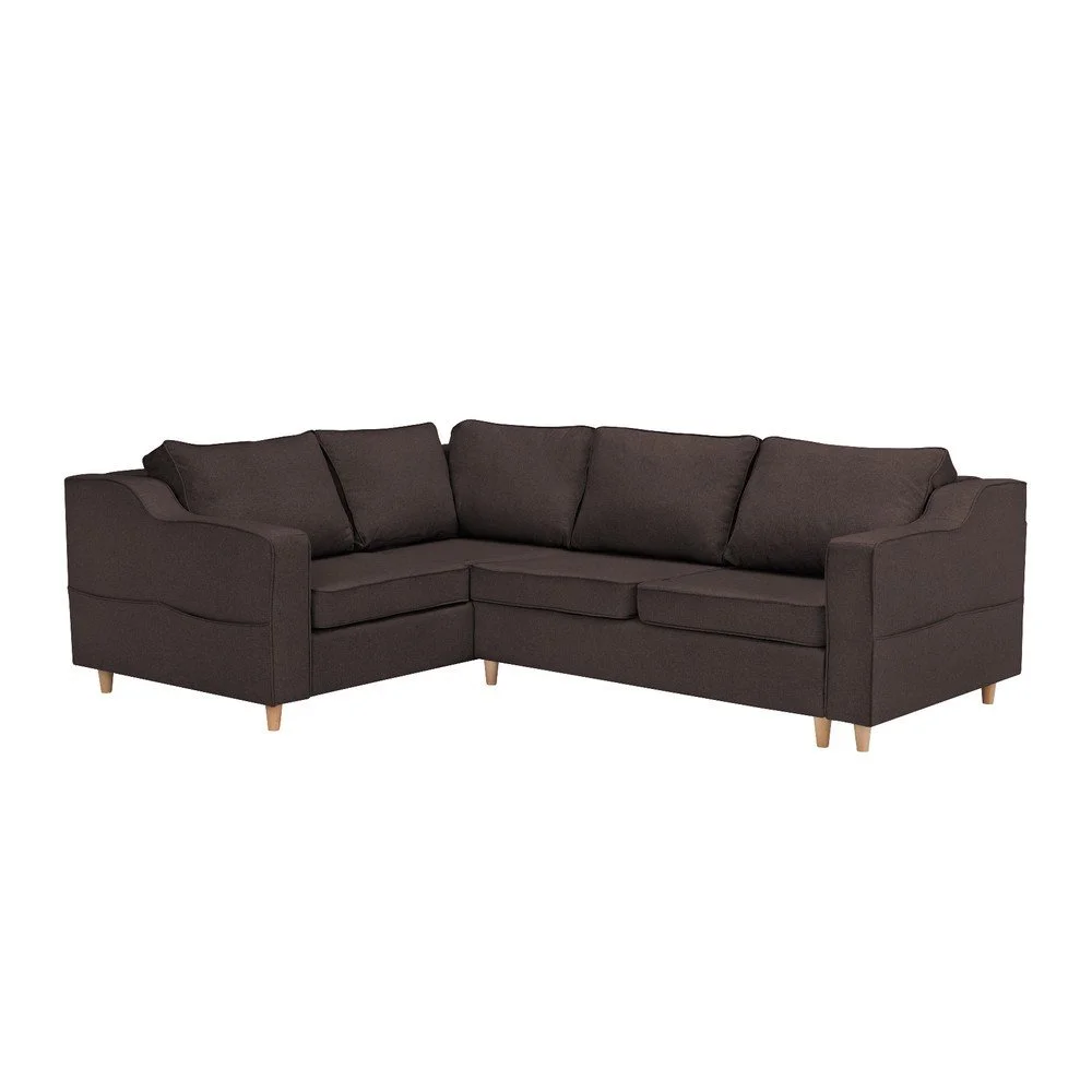 Tmavě hnědá rozkládací čtyřmístná pohovka Mazzini Sofas Jonquille, levý roh v:1226798