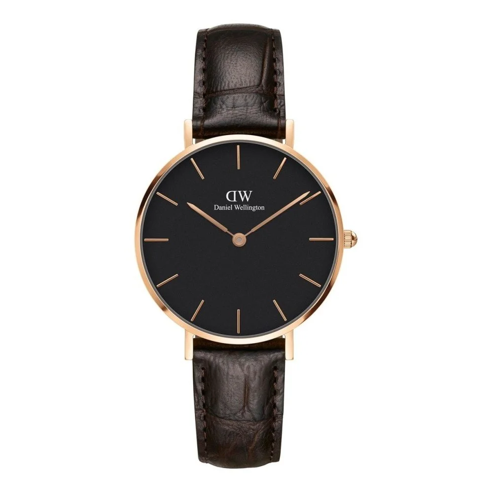 Dámské hodinky s koženým řemínkem a detaily růžovozlaté barvy Daniel Wellington Petite York, ⌀ 32 mm v:1097964
