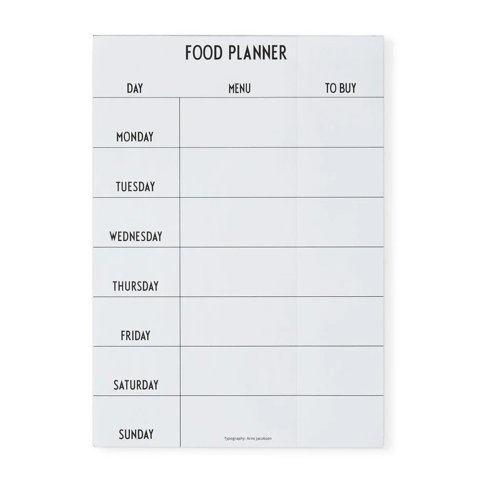 Bílý týdenní jídelní plánovač Design Letters Food v:1418185