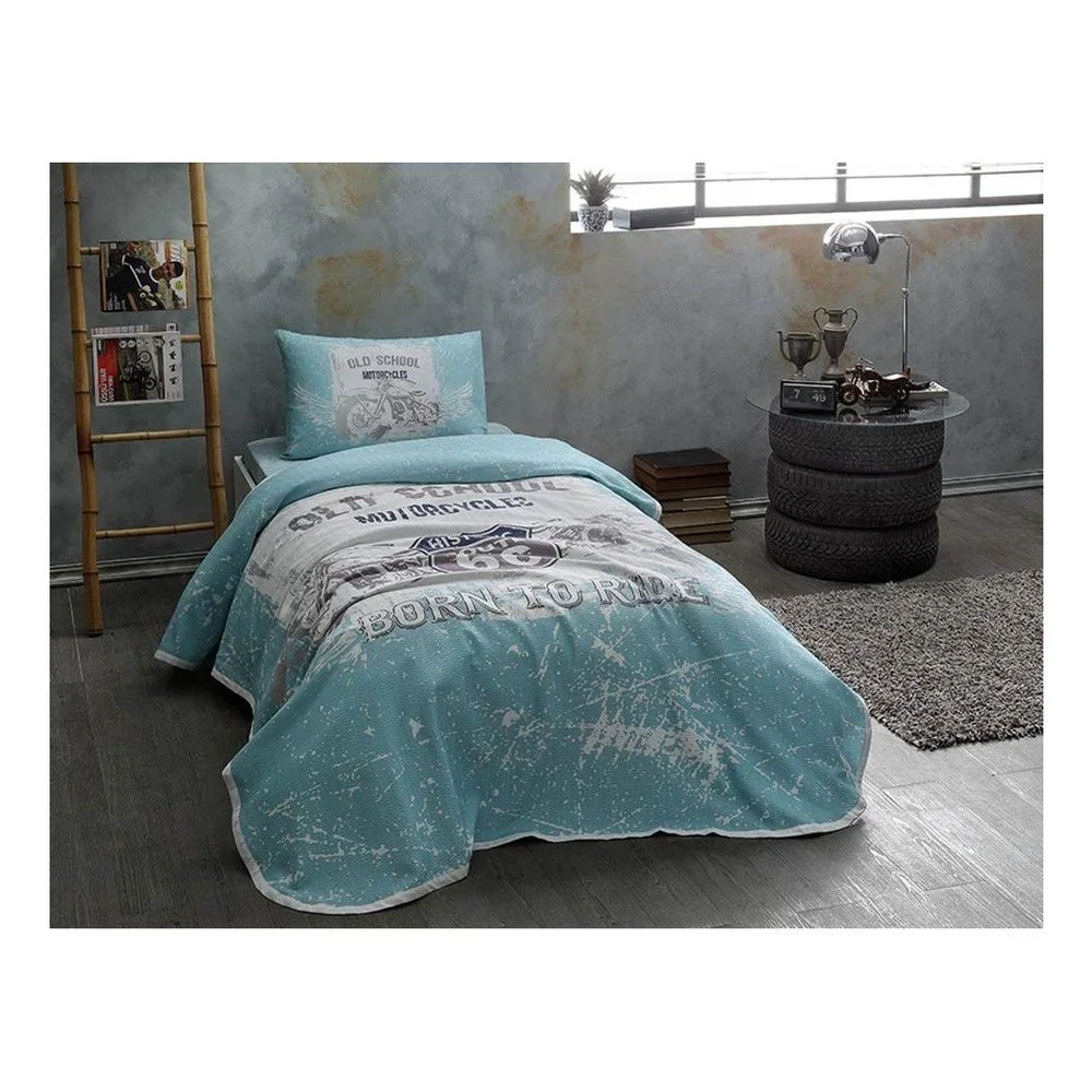 Set bavlněného přehozu, prostěradla a povlaku na polštář Route V4 Blue, 160 x 230 cm v:1208062