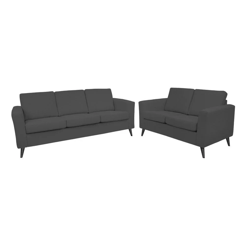 Sada tmavě šedé dvoumístné a trojmístné pohovky s černými nohami Helga Interiors Alex v:869404