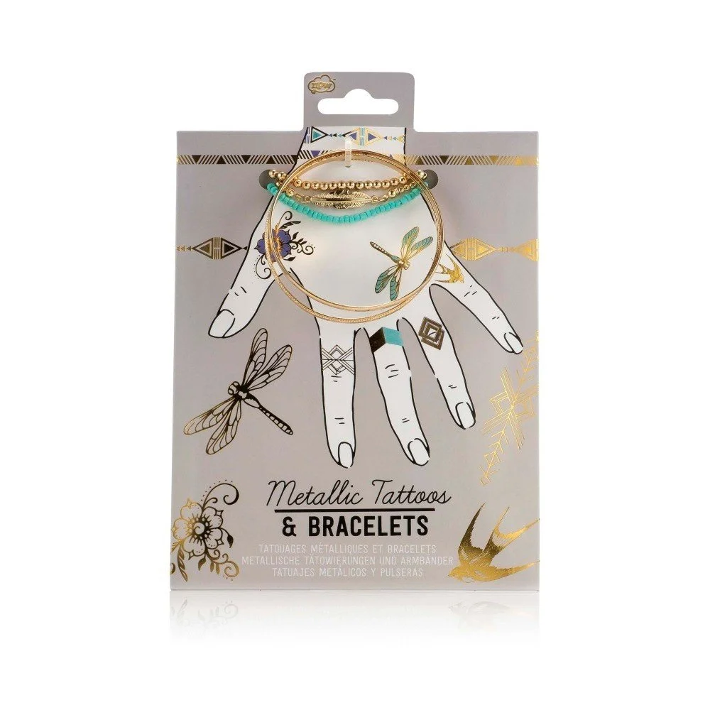 Set 3 náramku a nalepovacích tetování npw™ Metallic Tattoos and Bracelet v:862142
