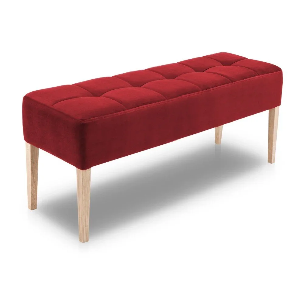 Červená lavice s dubovými nohami Mossø Hattu, délka 132 cm v:1146424