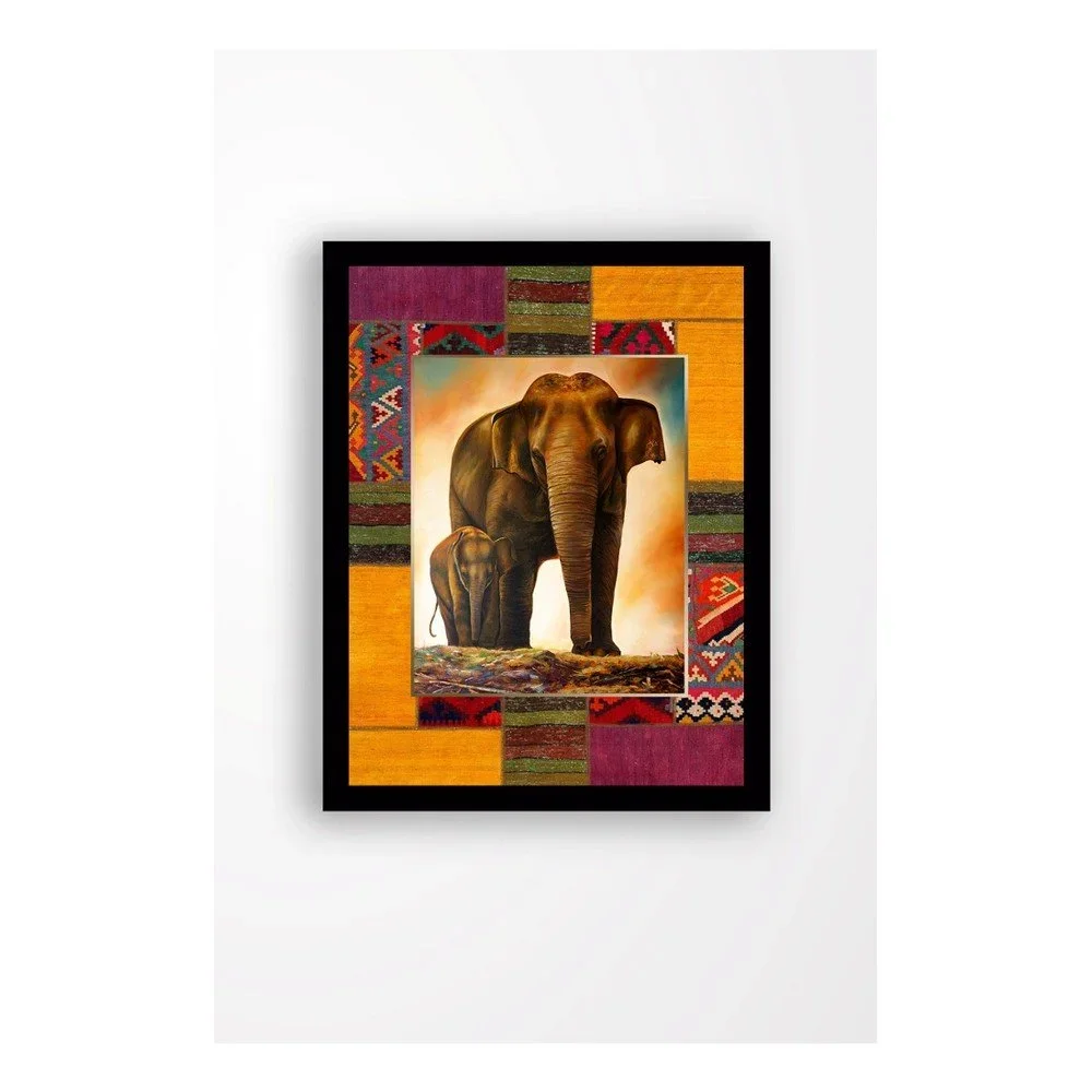 Nástěnný obraz na plátně v černém rámu Tablo Center Elephant Family, 29 x 24 cm v:1290452