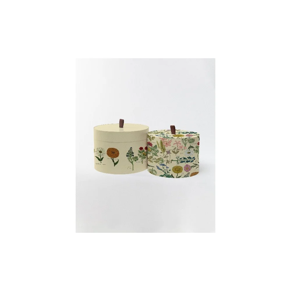 Kulaté úložné krabice Surdic Round Boxes Botanica s motivem rostlin, 30 x 30 cm v:1190180