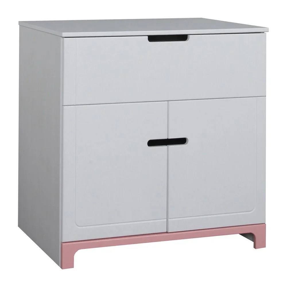 Bílo-růžová dvoudveřová komoda Pinio Mini v:920280