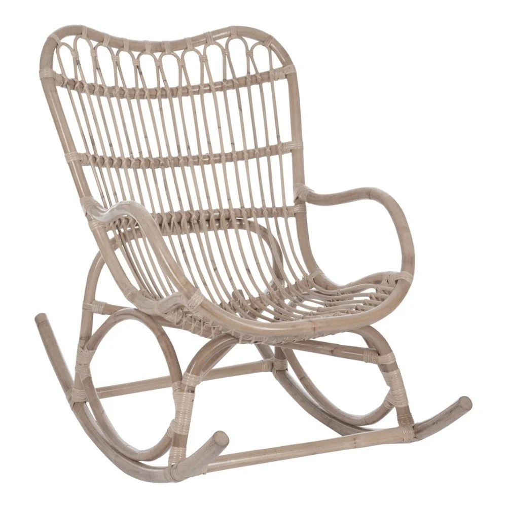 Šedé ratanové houpací křeslo J-Line Rattan v:774286