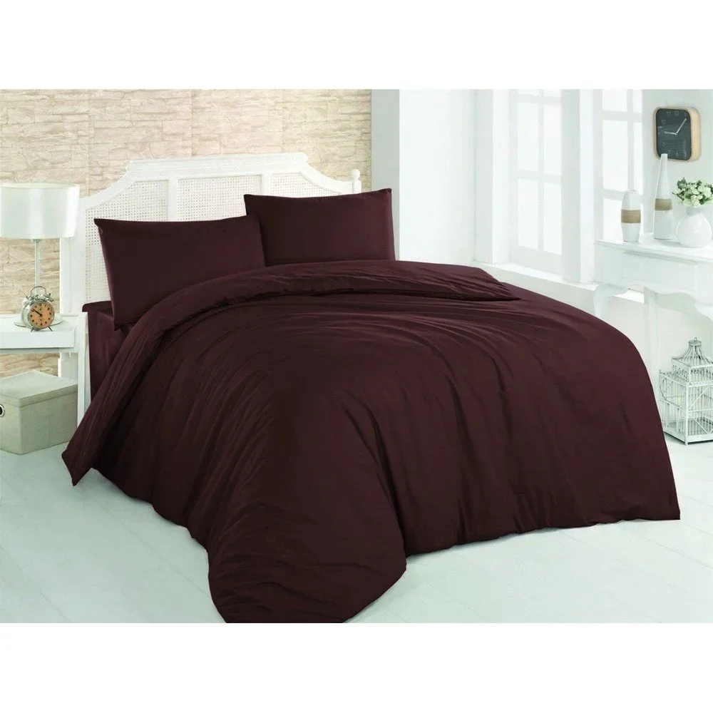 Povlečení s prostěradlem na dvoulůžko Dark Brown, 200 x 220 cm v:967618