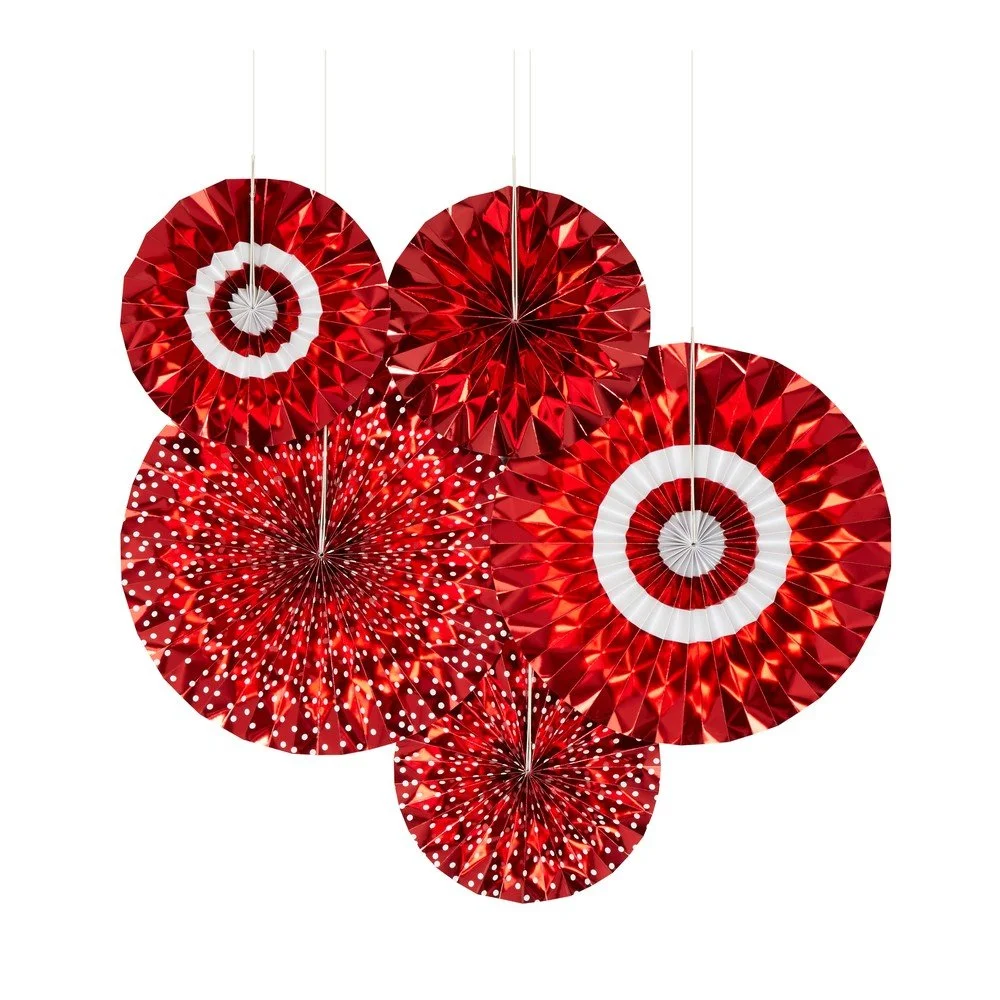 Sada 5 červených papírových dekorací Neviti Red & White Dots Pinwheel v:1318226