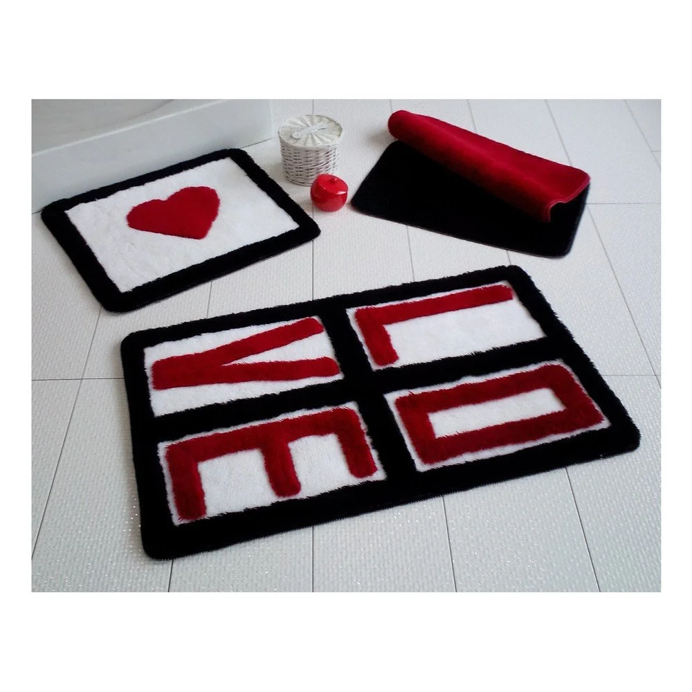 Sada 3 koupelnových předložek Alessia Love Red v:995082