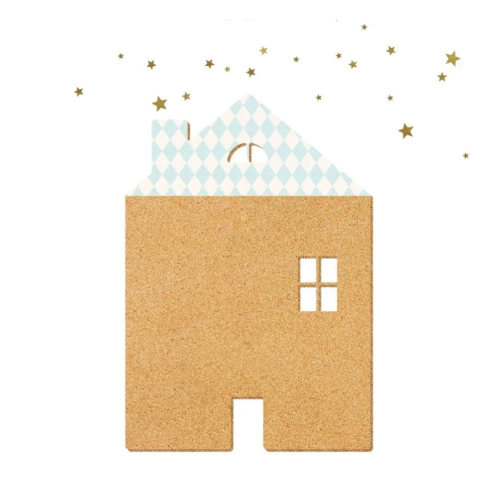 Dekorativní samolepící nástěnka Dekornik Blue House With Stars, 57 x 40 cm v:980896