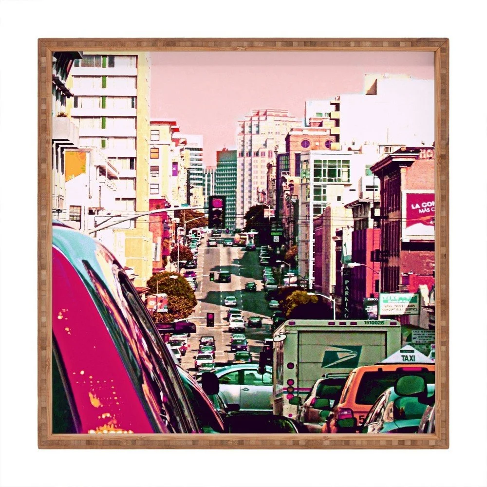 Dřevěný dekorativní servírovací tác Hot City, 40 x 40 cm v:1283460
