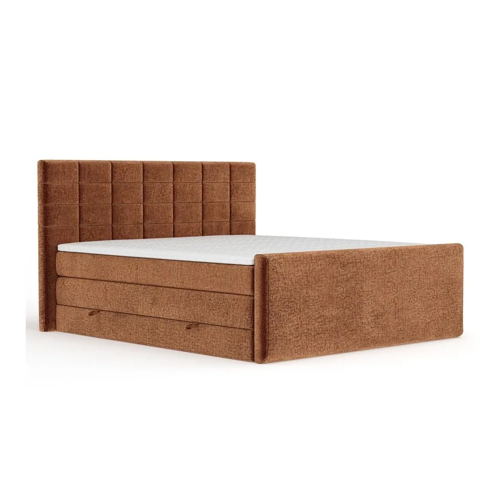Oranžová boxspring postel s úložným prostorem 200x200 cm Ava – Maison de Rêve v:1820256