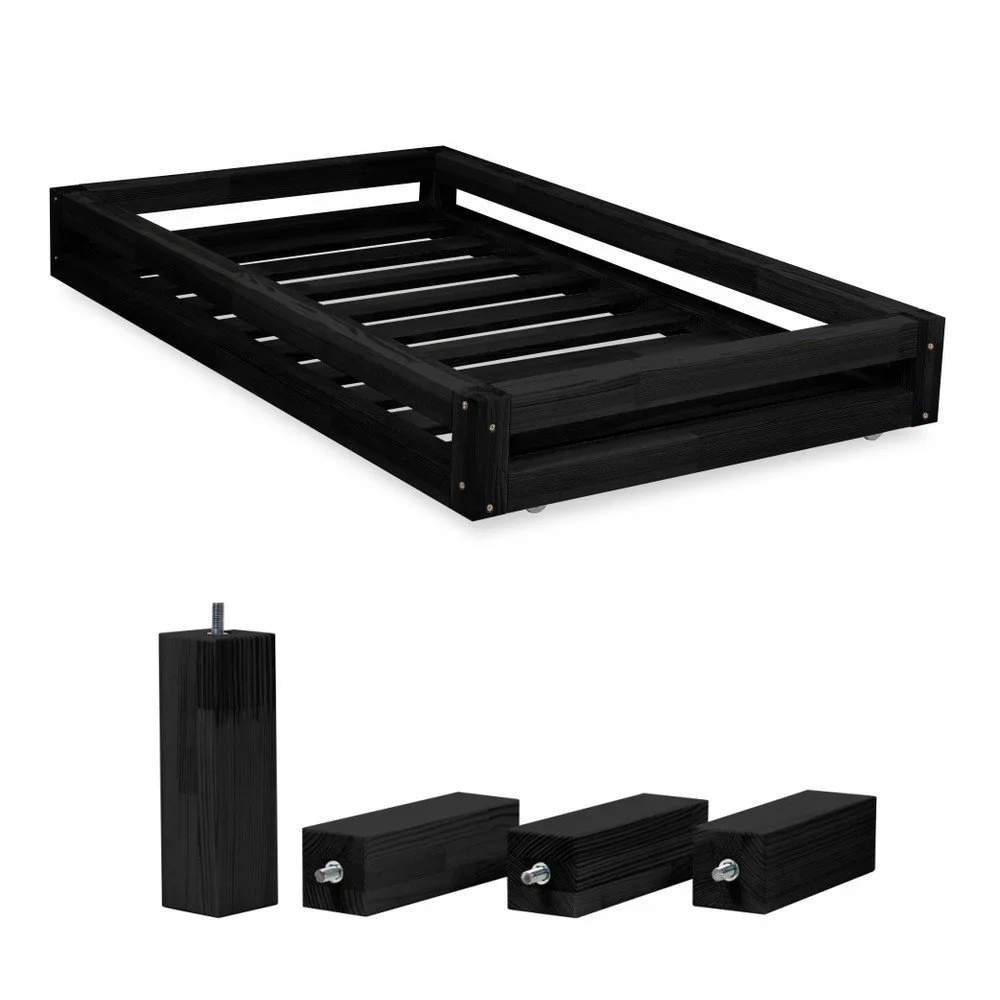 Set černé zásuvky pod postel a 4 prodloužených nohou Benlemi, pro postel 90 x 160 cm v:842070