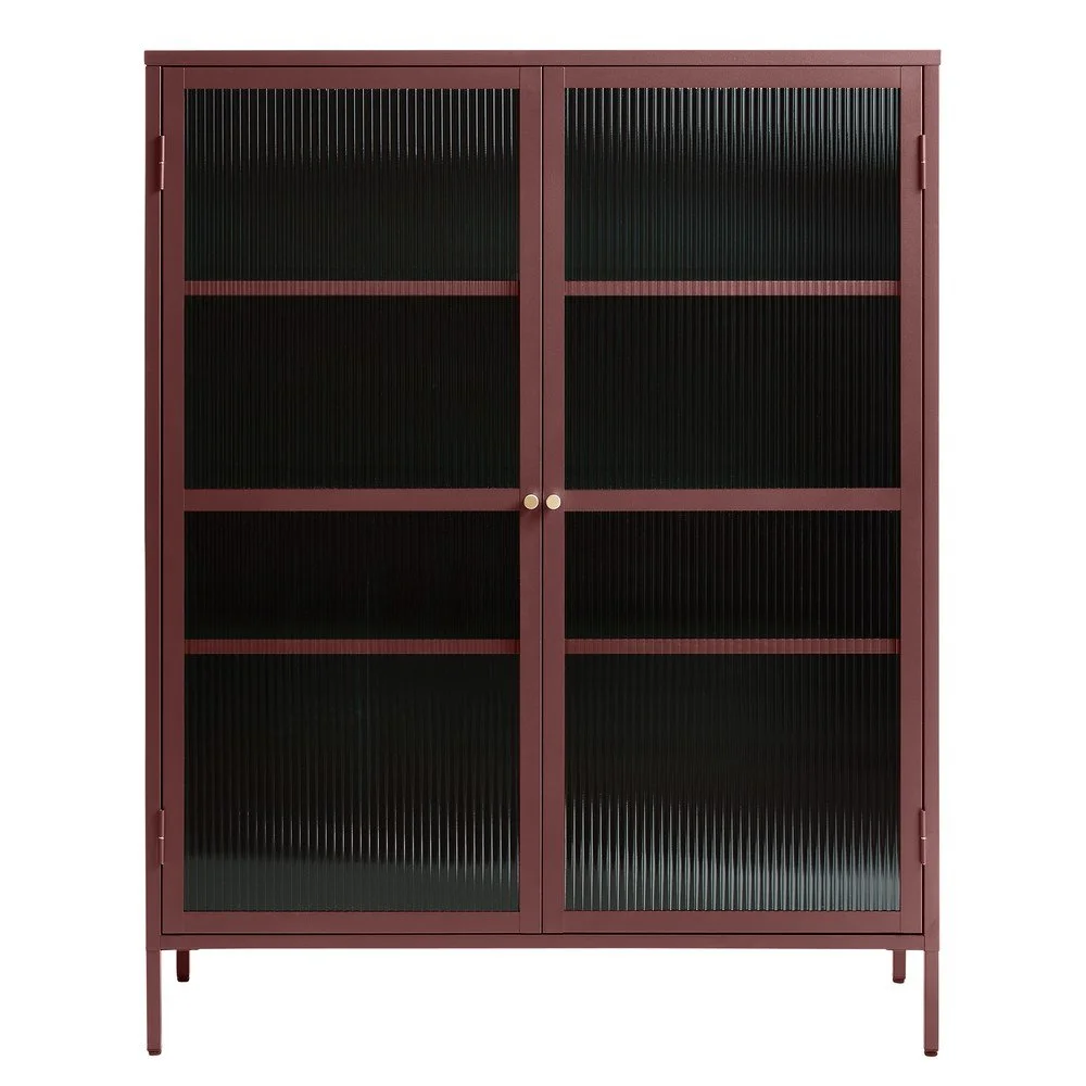 Červená kovová vitrína 111x140 cm Bronco – Unique Furniture v:1415887