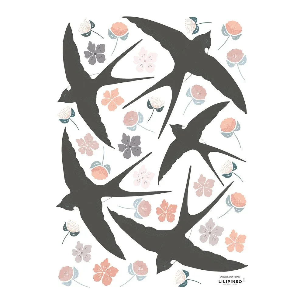 Arch samolepek 30×42 cm Flowers & Swallows – Lilipinso v:1612274