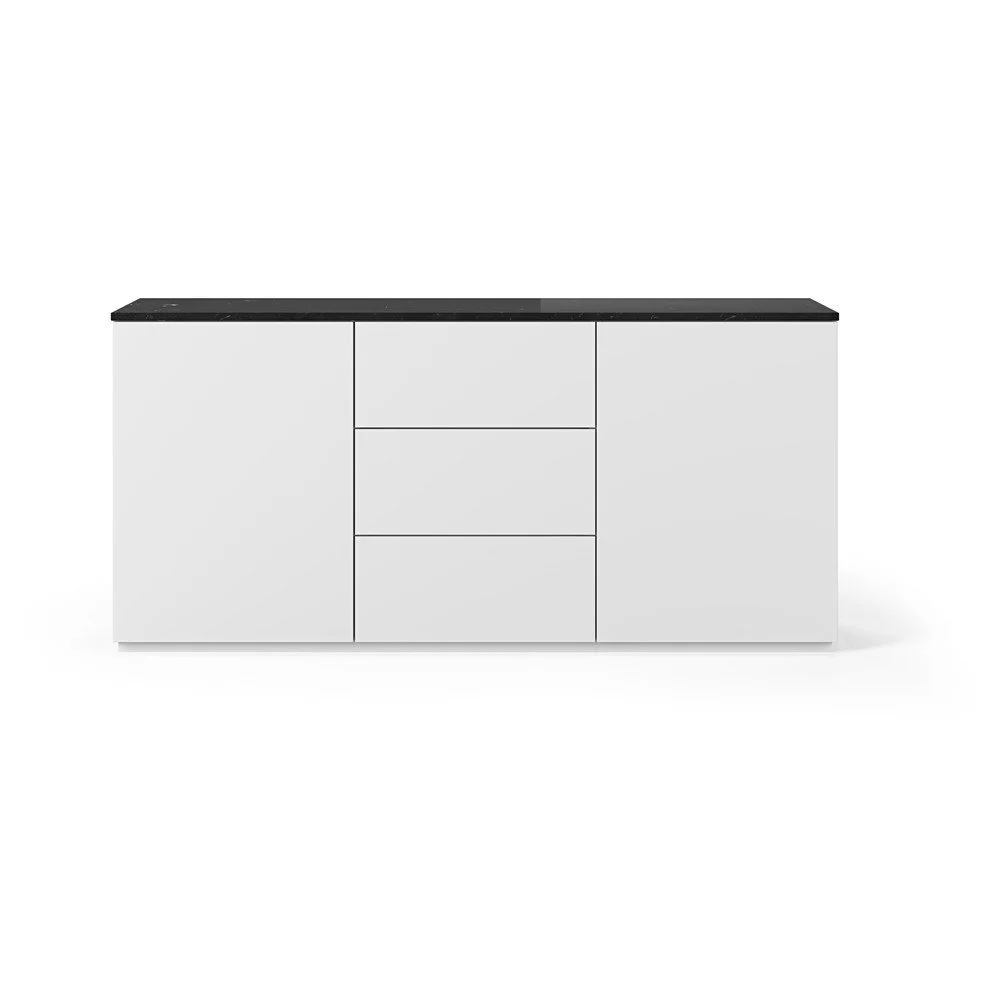 Bílá komoda s deskou z černého mramoru s 3 šuplíky a 2 dvířkami TemaHome Join v:1122264