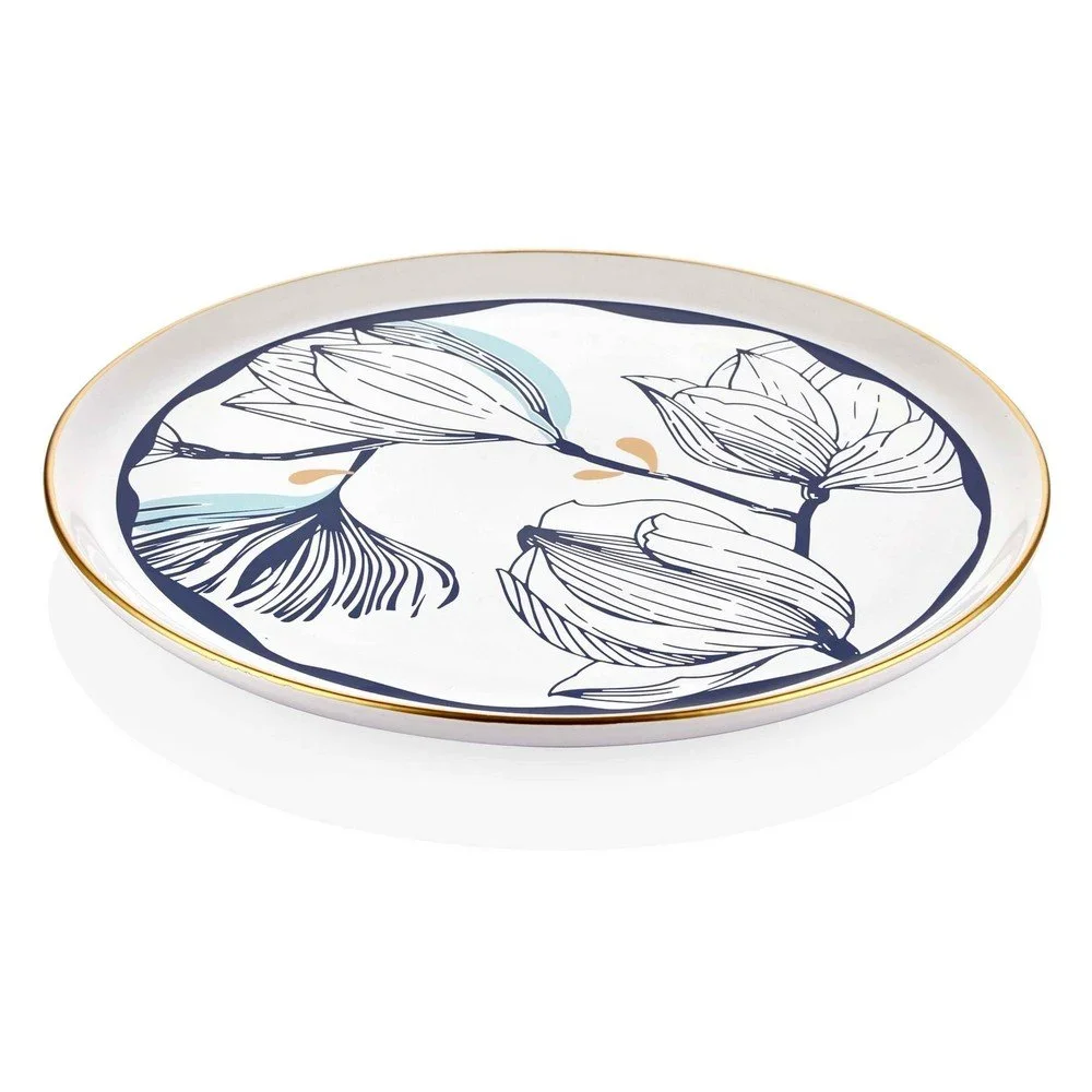 Bílý porcelánový servírovací talíř s modrými květy Mia Bleu, ⌀ 30 cm v:1343619
