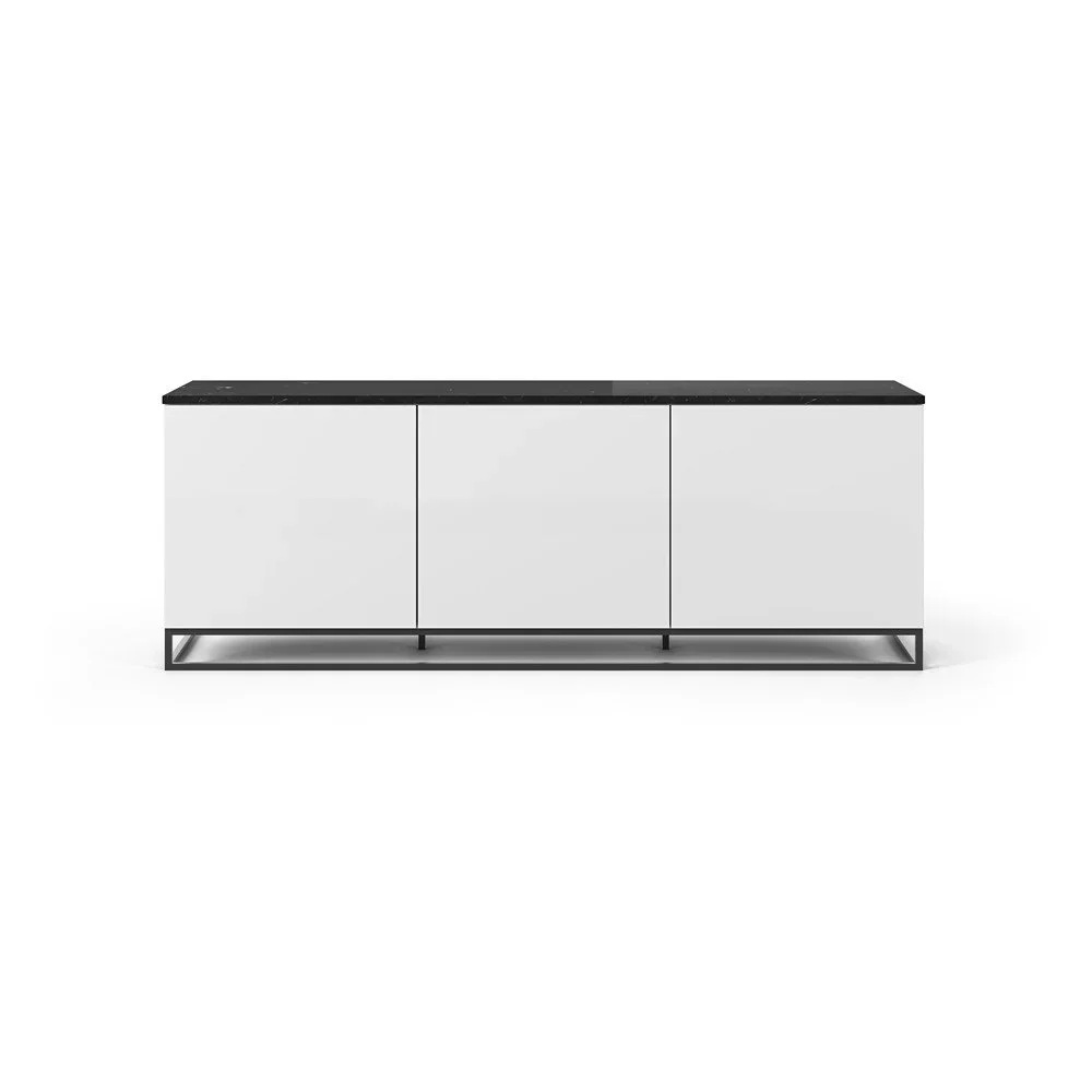 Bílý TV stolek s černou deskou v mramorovém dekoru a černými nohami TemaHome Join, 180 x 65 cm v:1283082