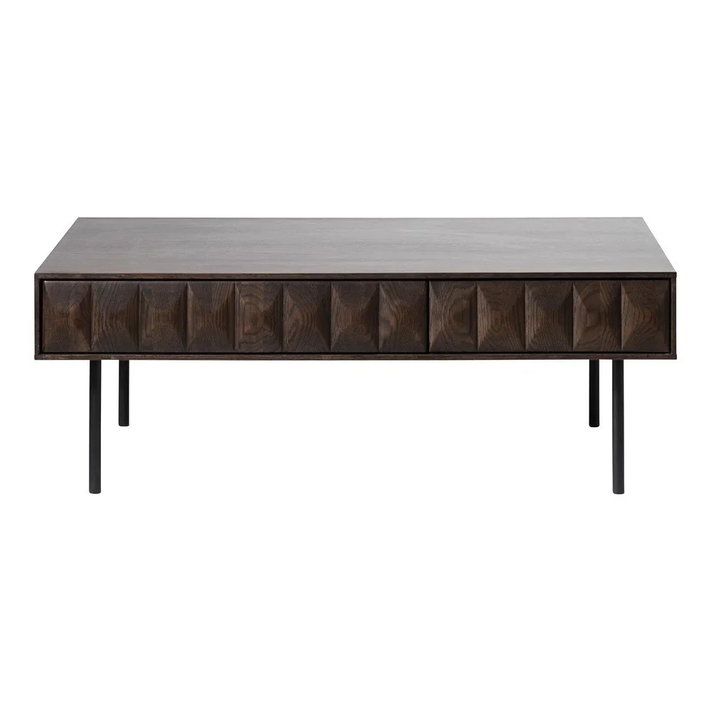 Tmavě hnědý konferenční stolek s deskou v dubovém dekoru 71x117 cm Latina – Unique Furniture v:1356231
