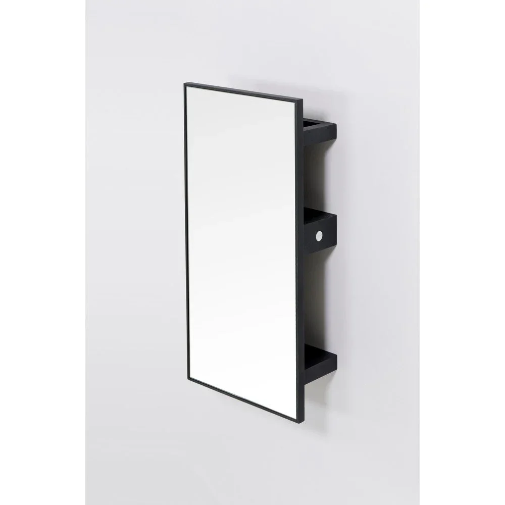Černá police se zrcadlem z dubového dřeva 31x61,5 cm Slimline – Wireworks v:1539050
