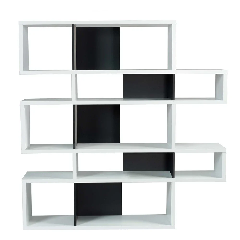 Bílá knihovna s černými detaily TemaHome London, výška 160 cm v:1282594