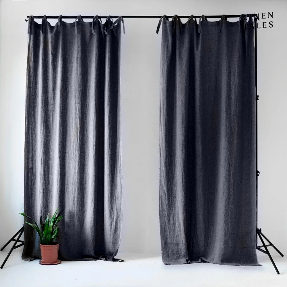 Tmavě šedý závěs 140x200 cm Night Time – Linen Tales v:1537110