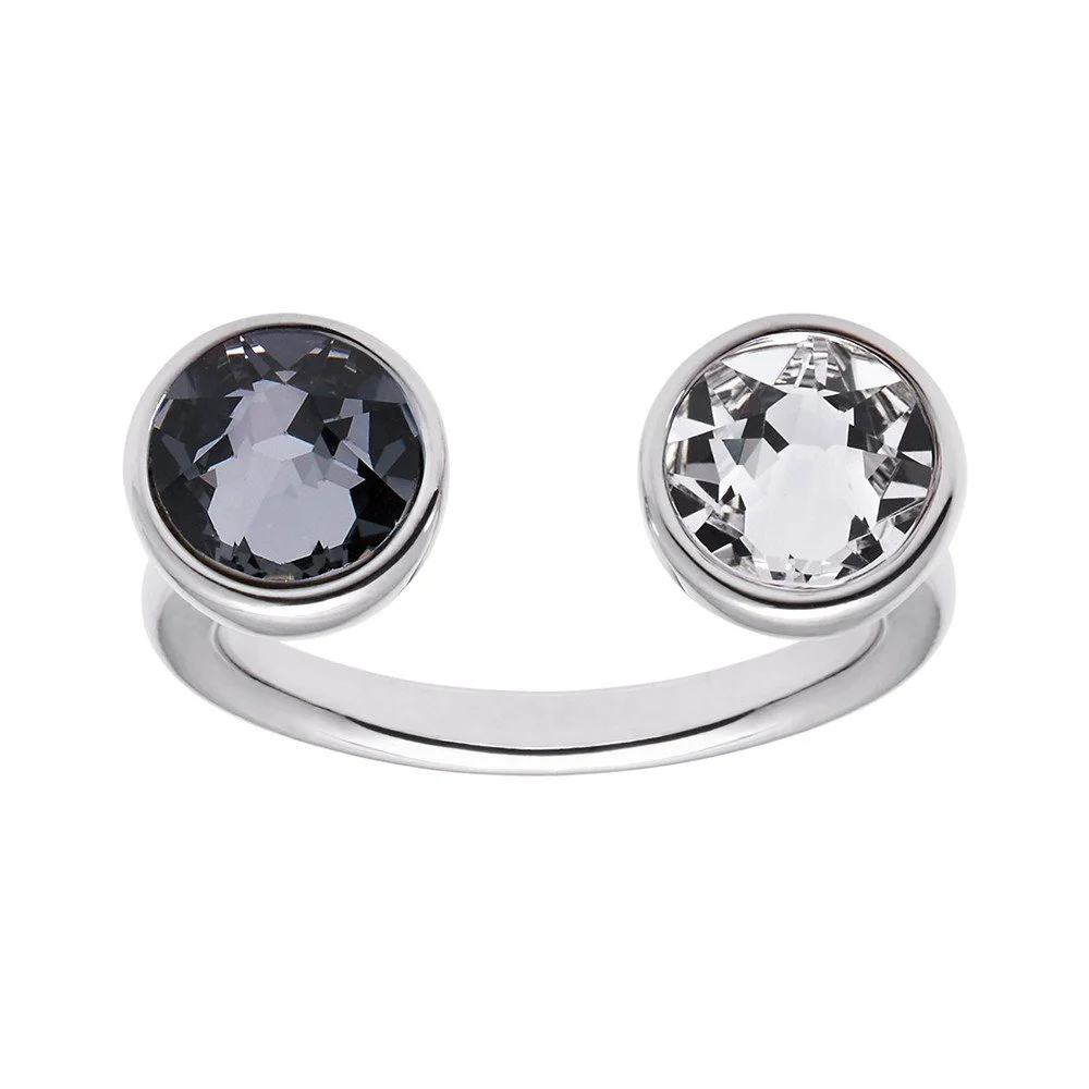 Prsten s šedým krystalem Swarovski GemSeller Helix v:713738