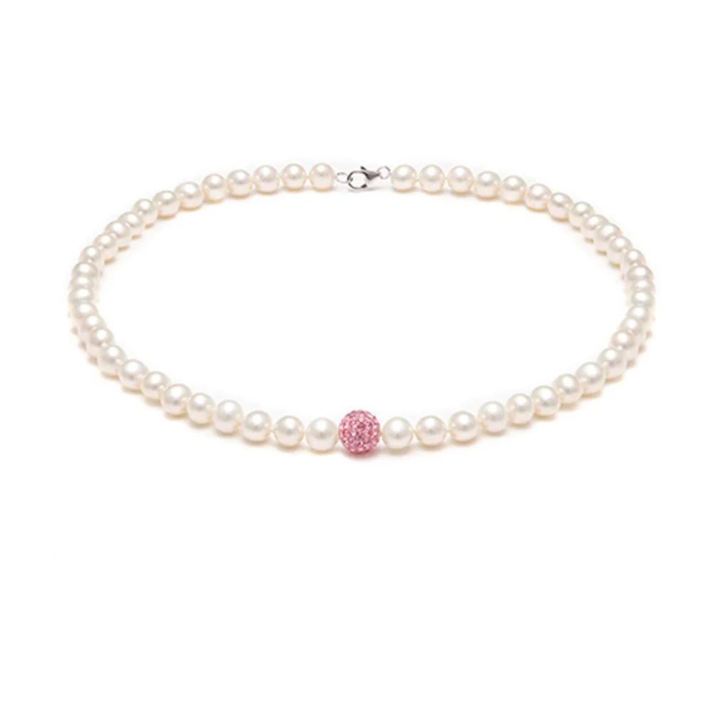 Perlový náhrdelník s růžovými krystaly Swarovski GemSeller Dai v:761996