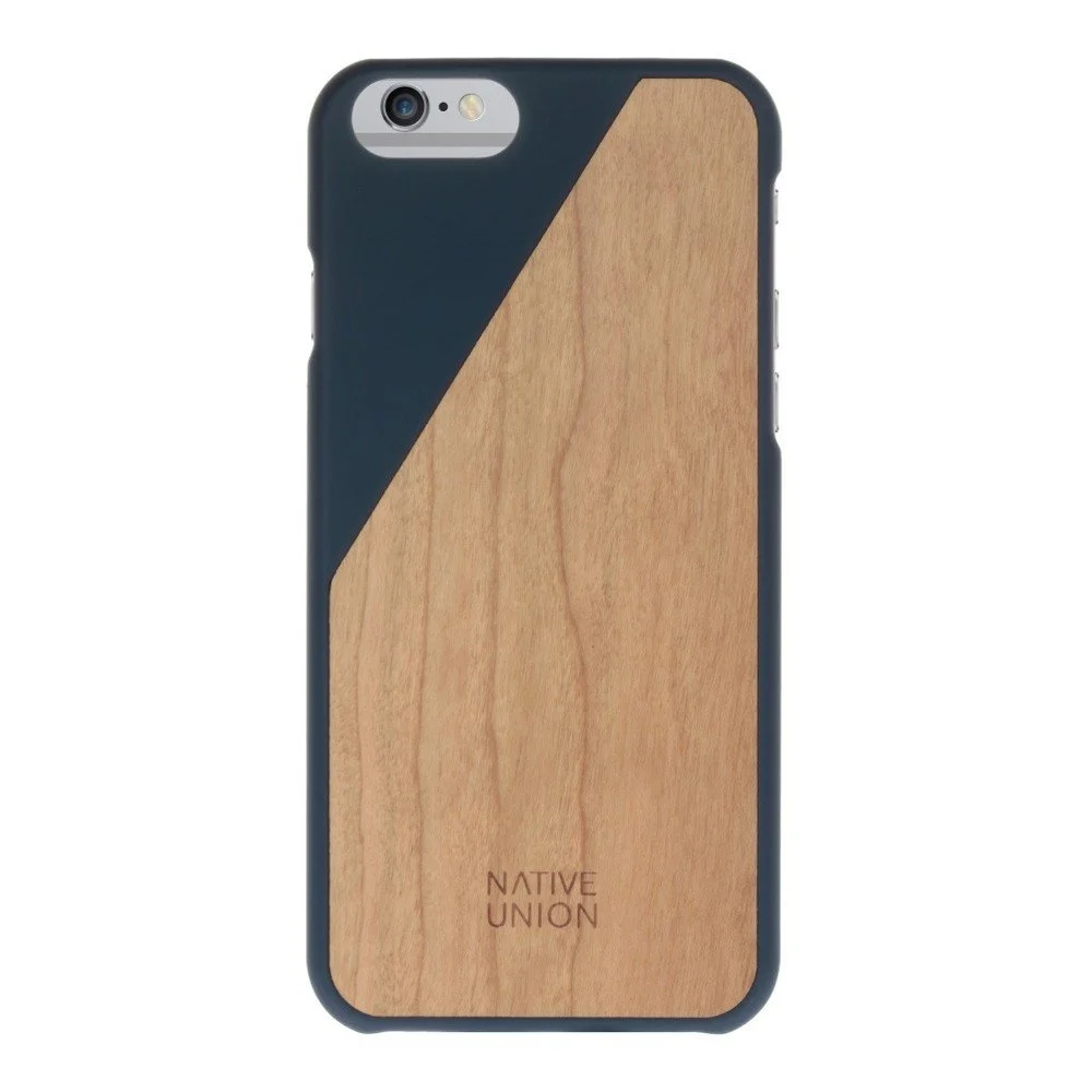 Tmavě modrý obal na mobilní telefon s dřevěným detailem pro iPhone 6 a 6S Plus Native Union Clic Wooden Light v:1166056