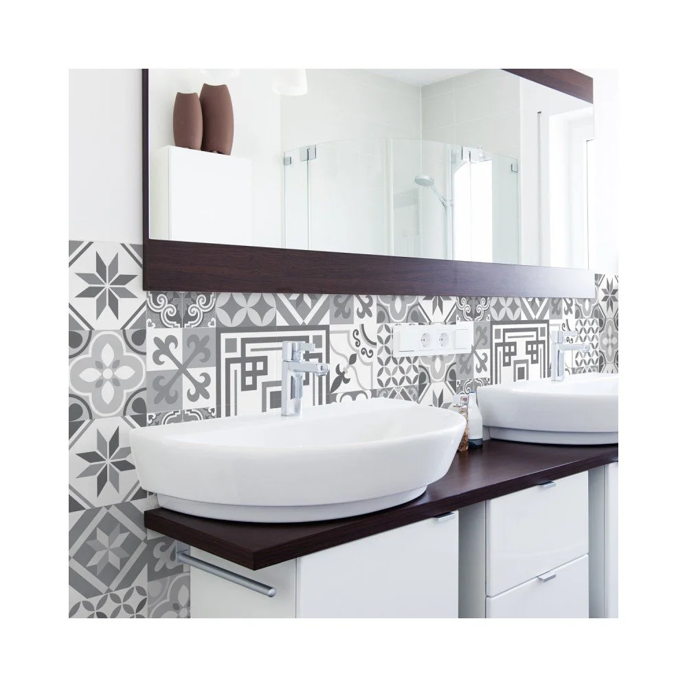 Sada 30 nástěnných samolepek Ambiance Wall Stickers Cement Tiles Azulejos Marco, 15 x 15 cm v:1204570