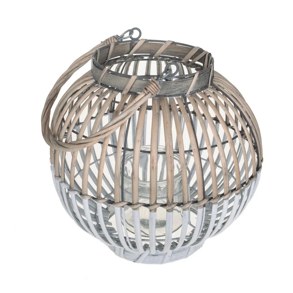 Kulatá lucerna z přírodního materiálu Dino Bianchi, ⌀ 25 cm v:1001746