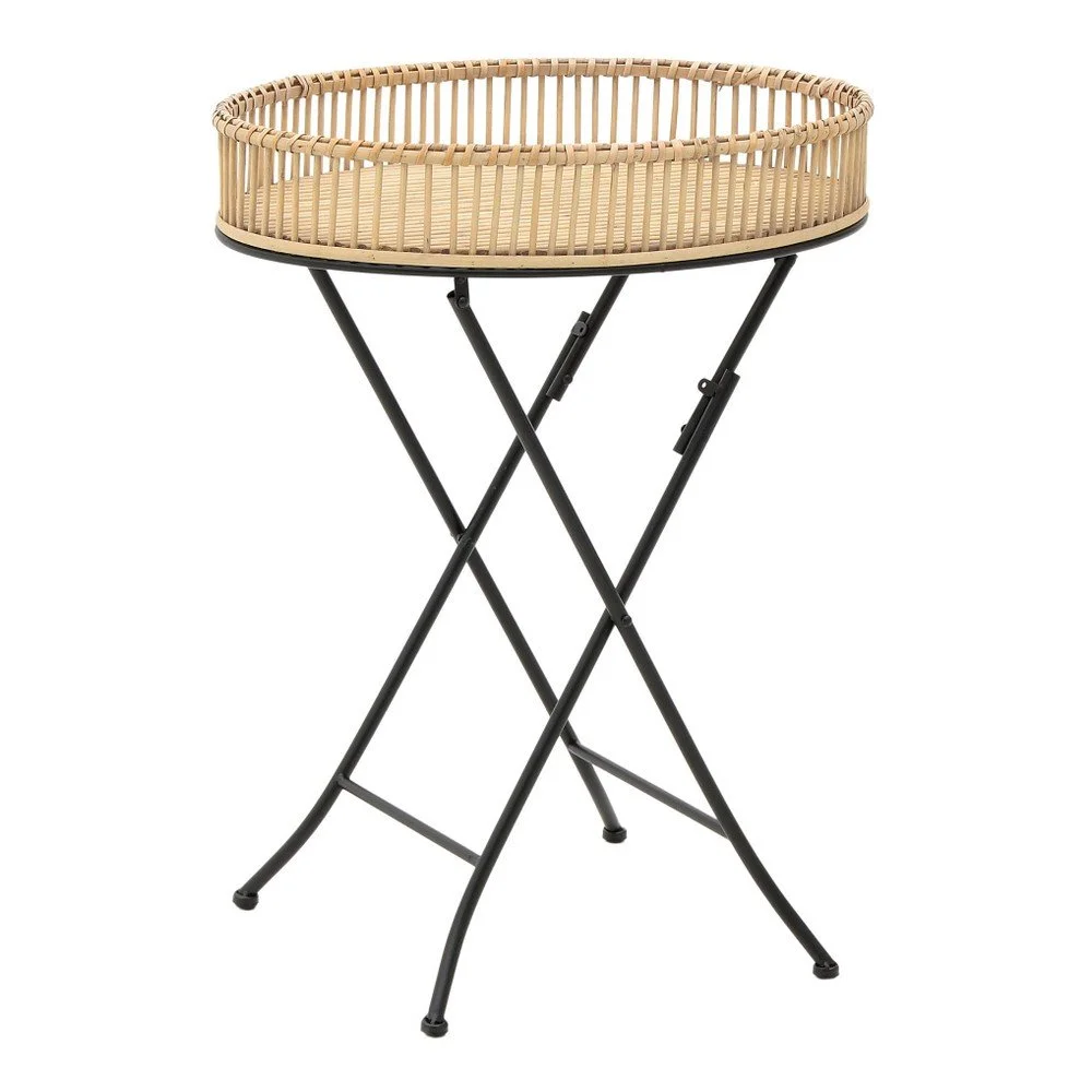 Dřevěný příruční stolek s kovovými nohami InArt, ⌀ 54,5 x 69,5 cm v:1064192