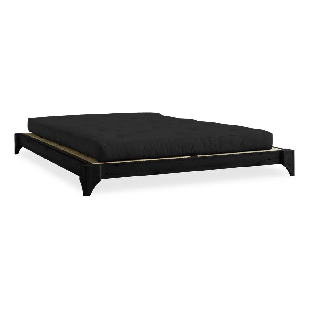 Dvoulůžková postel z borovicového dřeva s matrací a tatami Karup Design Elan Double Latex Black/Black, 160 x 200 cm v:1308932