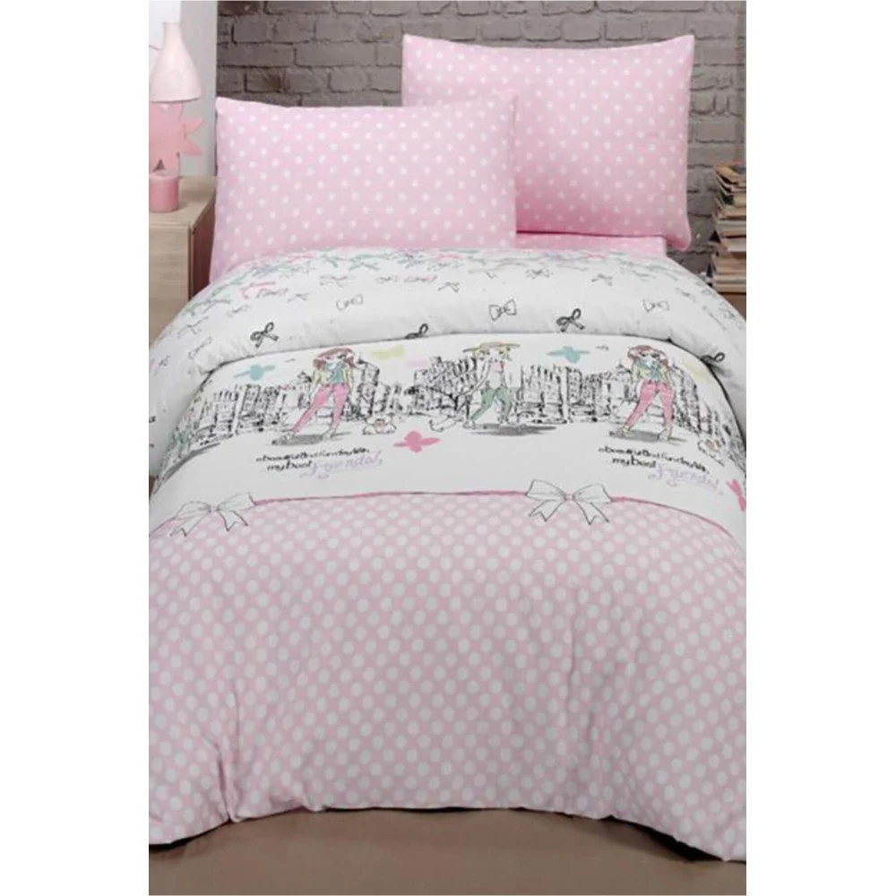 Povlečení na jednolůžko s prostěradlem Pure Cotton Bow, 160 x 220 cm v:1372873