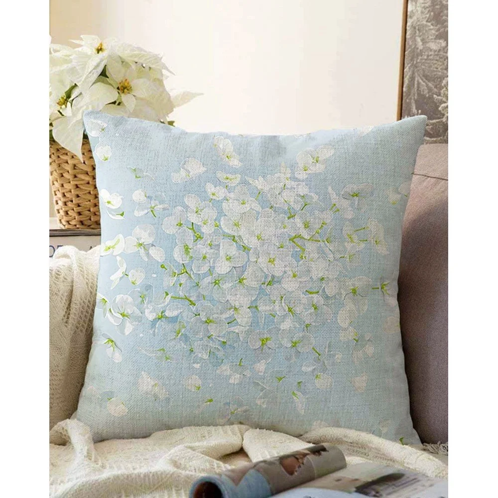 Modrý povlak na polštář s příměsí bavlny Minimalist Cushion Covers Blossom, 55 x 55 cm v:1377853