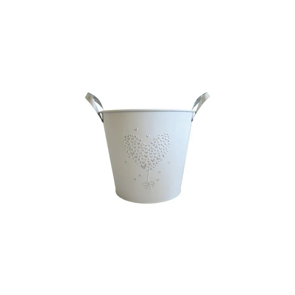 Bílý plechový květináč Stardeco, 18 cm v:785156